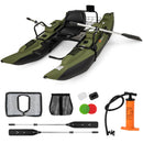 Inflatable Fishing Float Tube with Foldable Padded Seat and Adjustable Footrest-Green