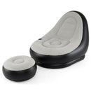 Inflatable Lounge Sofa with Ottoman Portable Air Sofa for Adults with Flocked Surface-Grey