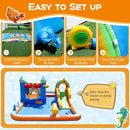 Inflatable Water Slide Park Bouncy Castle with Climbing Wall with 735W Blower