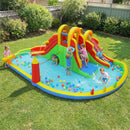 Inflatable Water Slide Park with 2 Long Slides and Climbing Walls for Yard Party