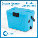 Insulated Portable Cooler Hard Shell Ice Chest with 2 Cup Holders