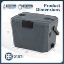 Insulated Portable Cooler Hard Shell Ice Chest with 2 Cup Holders