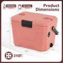 Insulated Portable Cooler Hard Shell Ice Chest with 2 Cup Holders