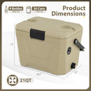 Insulated Portable Cooler Hard Shell Ice Chest with 2 Cup Holders