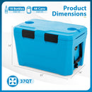 Insulated Portable Cooler Hard Shell Ice Chest with 2 Cup Holders Bottle Opener and Drain Plug