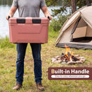 Insulated Portable Cooler Hard Shell Ice Chest with 2 Cup Holders Bottle Opener and Drain Plug
