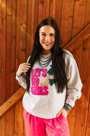 Let's Ho Girls Christmas Glitter Patch Sweatshirt