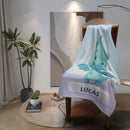 Personalized Kawaii Blue Dragon Blanket | Custom Name | Cute Dragon Throw