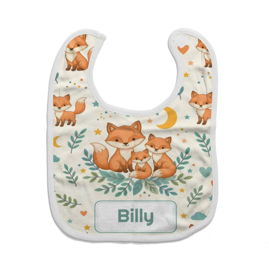 Personalized Fox Family Baby Bib - Add Your Name