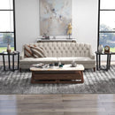 Modern Round End Table Sofa Side Table with Transparent Tempered Glass Top-Brown