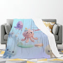 Personalized Kawaii Pink Octopus Blanket | Custom Name | Cute Octopus Throw
