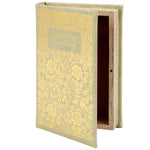 Jane Eyre Gold Floral Book Box | Faux Leather Wrap Book Shaped Storage Stash Trinket Box