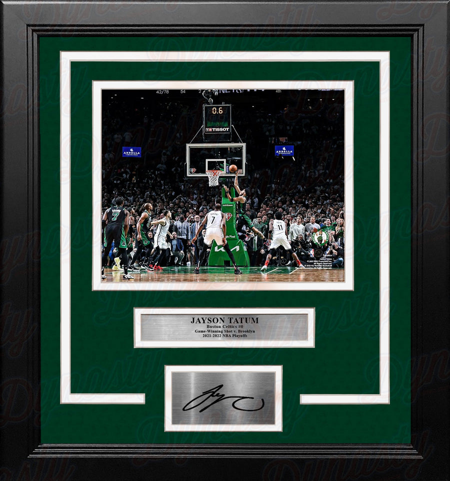 Jayson Tatum Game-Winner v. Nets Boston Celtics 8x10 Framed Basketball Photo with Engraved Autograph