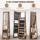 360¬∞ Swivel Jewelry Armoire Standing Jewelry Organizer with Full Length Mirror and Back Shelves