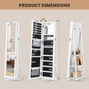 360¬∞ Swivel Jewelry Armoire Standing Jewelry Organizer with Full Length Mirror and Back Shelves