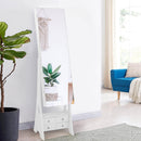 Freestanding Full Length LED Mirrored Jewelry Armoire with 6 Drawers