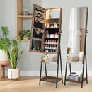 Lockable Freestanding Jewelry Organizer with Full-Length Frameless Mirror