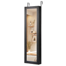 Jewelry Cabinet Wall or Door Mounted Jewelry Armoire with Full-Length Mirror-Black