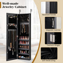 Jewelry Cabinet Wall or Door Mounted Jewelry Armoire with Full-Length Mirror-Black
