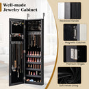 Jewelry Cabinet Wall or Door Mounted Jewelry Armoire with Full-Length Mirror-Black