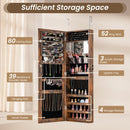 43.5 Inch Jewelry Mirror Cabinet with Full-length Mirror and Adjustable Hangers