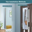Wall Door Mounted Jewelry Armoire with Frameless LED Mirror