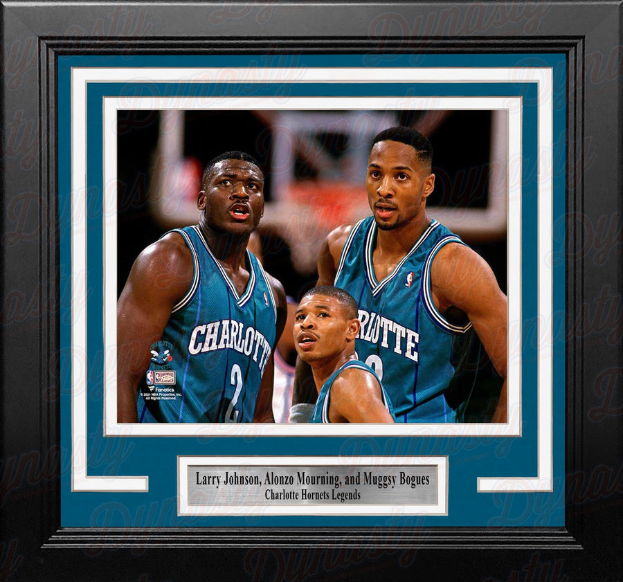 Larry Johnson, Alonzo Mourning, & Muggsy Bogues Charlotte Hornets 8