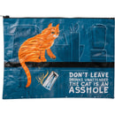 Jumbo Pouch Don't Leave Drinks Unattended Cat Design Recycled Material Jumbo Zipper Folder | 14.25" x 10"