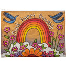 Jumbo Pouch Think Happy Thoughts Zipper Folder in Rainbow and Flowers Design | Organizer Pouch Recycled Material | 14.25" x 10"