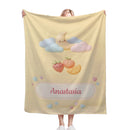 Personalized Pastel Fruit Cloud Blanket | Custom Name | Kawaii Flannel Throw Gift