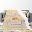 Personalized Pastel Fruit Cloud Blanket | Custom Name | Kawaii Flannel Throw Gift