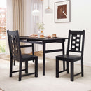 Wooden Dining Chairs Set of 2 Kitchen Chair with Solid Rubber Wood Frame-Walnut