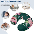Personalized Flamingo Tropical Travel Neck Pillow with Name | Memory Foam, Detachable Washable Cover | Custom Gift for Flamingo Lovers