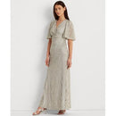 Lauren Ralph Lauren Sequined Elbow-Sleeve Gown – Pearlescent, Size 4