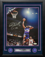 Karl Malone in Action Utah Jazz Autographed 16" x 20" Framed Basketball Photo