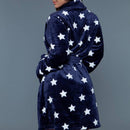 Kaylee Robe Navy & White Star Print | Giftable Luxurious Ultra Soft [Size L/XL Only]