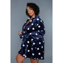 Kaylee Robe Navy & White Star Print | Giftable Luxurious Ultra Soft [Size L/XL Only]