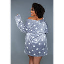 Kaylee Robe in Dark Grey & White Star Print | Giftable Luxurious Ultra Soft [Available in S/M - L/XL]