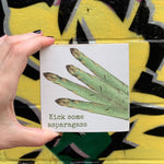 Kick Some Asparagass Block Sign| Wooden Square Desk Wall Decor Display | 4" x 4"