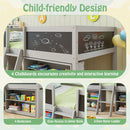 Kid Twin Size Low Loft Bed with Chalkboard Ramp Ladder and Bookcases