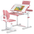 Kid's Study Desk and Chair Set with Tilt Desktop and Book Stand