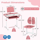 Kid's Study Desk and Chair Set with Tilt Desktop and Book Stand