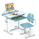 Kid's Study Desk and Chair Set with Tilt Desktop and Book Stand