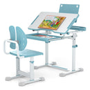 Kid's Study Desk and Chair Set with Tilt Desktop and Book Stand