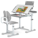 Kid's Study Desk and Chair Set with Tilt Desktop and Book Stand