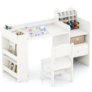 Kids Art Table and Chair Set with Detachable Paper Roll Holder and Cabinet