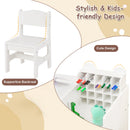 Kids Art Table and Chair Set with Detachable Paper Roll Holder and Cabinet