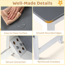 Kids Art Table and Stool Set Toddler Activity Desk with Paper Roll and 4 Paint Cups for Drawing Learning-Gray