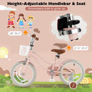 16 Inch Kids Bike with Front Handbrake and 2 Training Wheels-Pink