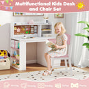 Kids Desk and Chair Set with Hutch and 3-Layer Side Shelf